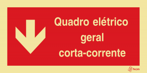 Sinalética Quadro Elétrico Geral Corta-Corrente em Baixo - I0648