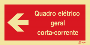 Sinalética Quadro Elétrico Geral Corta-Corrente à Esquerda - I0651