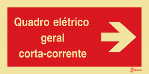 Sinalética Quadro Elétrico Geral Corta-Corrente à Direita - I0652