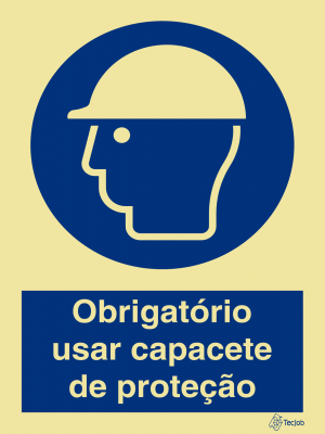 Sinalética Obrigatório Usar Capacete de Proteção - OB0040