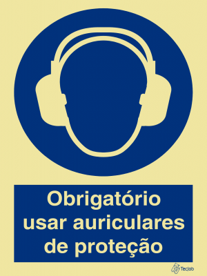 Sinalética Obrigatório Usar Auriculares de Proteção - OB0043