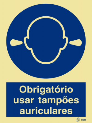Sinalética Obrigatório Usar Tampões Auriculares - OB0044