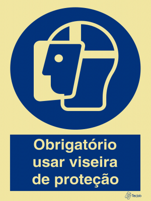 Sinalética Obrigatório Usar Viseira de Proteção - OB0049