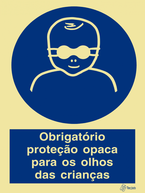 Sinalética Obrigatório Proteção Opaca para os Olhos das Crianças - OB0058