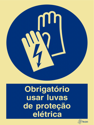 Sinalética Obrigatório Usar Luvas de Proteção Elétrica - OB0061