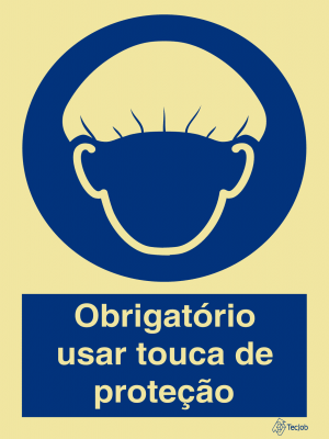 Sinalética Obrigatório Usar Touca de Proteção - OB0090