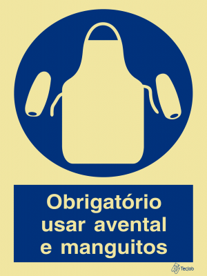 Sinalética Obrigatório Usar Avental e Manguitos - OB0095
