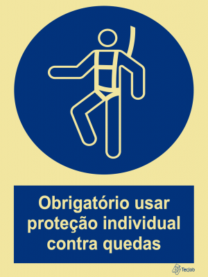 Sinalética Obrigatório Usar Proteção Individual contra Quedas - OB0104