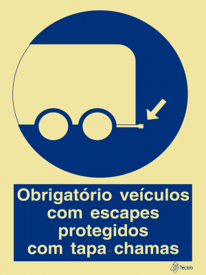 Sinalética Obrigatório Veículos com Escapes Protegidos com Tapa Chamas - OB0140