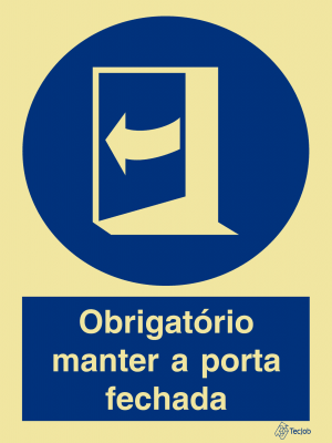 Sinalética Obrigatório Manter a Porta Fechada - OB0193