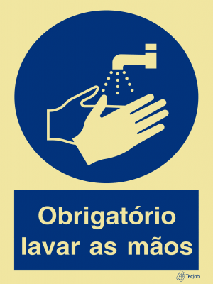 Sinalética Obrigatório Lavar as Mãos - OB0198