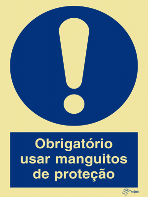 Sinalética Obrigatório Usar Manguitos de Proteção - OB0245