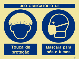 Sinalética Uso Obrigatório de Touca e Máscara de Proteção - OB0295