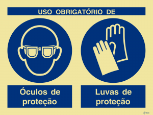 Sinalética Uso Obrigatório de Óculos e Luvas de Proteção - OB0297