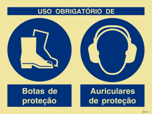 Sinalética Uso Obrigatório de Botas e Auriculares de Proteção - OB0298