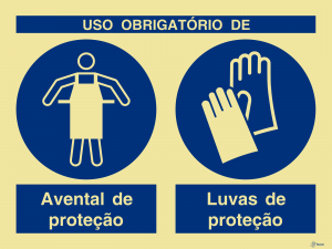 Sinalética Uso Obrigatório de Avental e Luvas de Proteção - OB0299