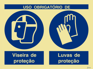 Sinalética Uso Obrigatório de Viseira e Luvas de Proteção - OB0300