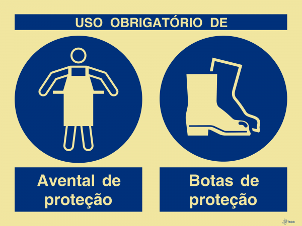 Sinalética Uso Obrigatório de Avental e Botas de Proteção - OB0301