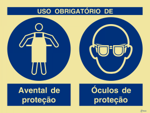 Sinalética Uso Obrigatório de Avental e Óculos de Proteção - OB0302