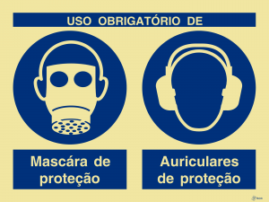 Sinalética Uso Obrigatório de Máscara e Auriculares de Proteção - OB0305