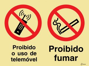 Sinalética Proibido o Uso de Telemóvel e Proibido Fumar - OB0321