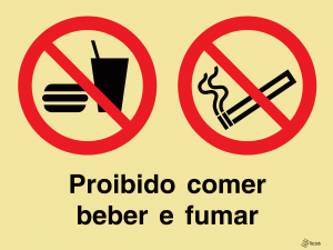 Sinalética Proibido Comer, Beber e Fumar - OB0322