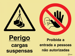 Sinalética Perigo Cargas Suspensas/Proibida a Entrada a Pessoas Não Autorizadas - OB0357