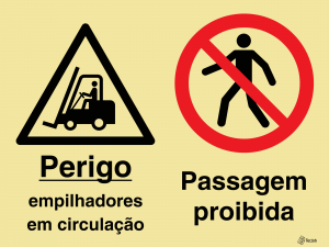 Sinalética Perigo Empilhadores em Circulação/Passagem Proibida - OB0359