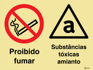 Sinalética Proibido Fumar/Substâncias Tóxicas Amianto - OB0380