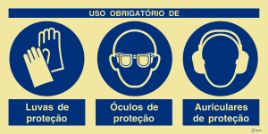Sinalética Uso Obrigatório de Luvas Óculos e Auriculares de Proteção - OB0408