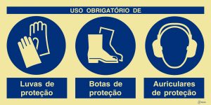 Sinalética Uso Luvas, Botas e Auriculares de Proteção - OB0411