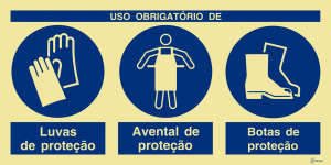 Sinalética Uso Obrigatório de Luvas, Avental e Botas de Proteção - OB0413