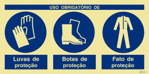Sinalética Uso Obrigatório de Luvas, Botas e Fato de Proteção- OB0414