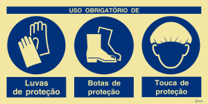 Sinalética Uso Obrigatório de Luvas, Botas e Touca de Proteção - OB0416