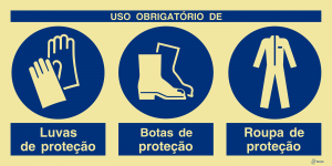 Sinalética Uso Obrigatório de Luvas, Botas e Roupa de Proteção - OB0419