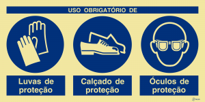 Sinalética Uso Obrigatório de Luvas, Calçado e Óculos de Proteção - OB0420