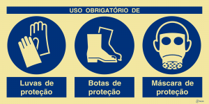 Sinalética Uso Obrigatório de Luvas, Botas e Capacete de Proteção - OB0422