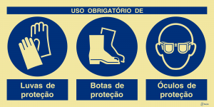 Sinalética Uso Obrigatório de Luvas, Botas e Óculos de Proteção - OB0425