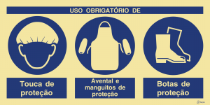 Sinalética Uso Obrigatório de Avental e Manguitos, Touca e Botas de Proteção - OB0432