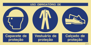 Sinalética Uso Obrigatório de Capacete, Vestuário e Calçado de Proteção - OB0440