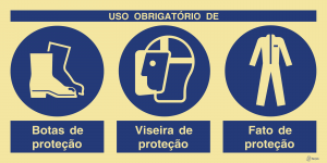 Sinalética Uso Obrigatório de Botas, Viseira e Fato de Proteção - OB0441