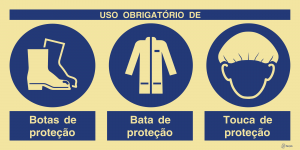Sinalética Uso Obrigatório de Botas, Bata e Touca de Proteção - OB0444