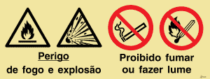 Sinalética Perigo de Fogo e Explosão/Proibido Fumar ou Fazer Lume - OB0460