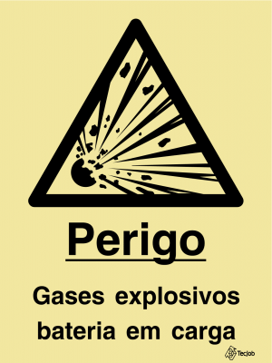 Sinalética Perigo Gases Explosivos Bateria em Carga - IS0281