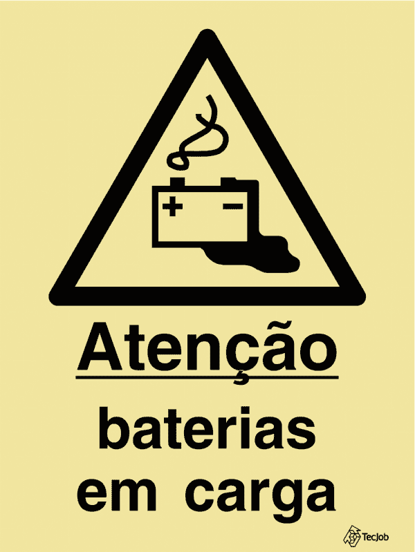Sinalética Atenção Baterias em Carga - IS0342