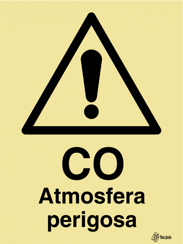 Sinalética Perigo CO Atmosfera Perigosa - IS0355