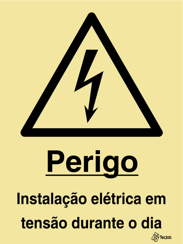 Sinalética Perigo Instalação Elétrica em Tensão Durante o Dia - IS0391