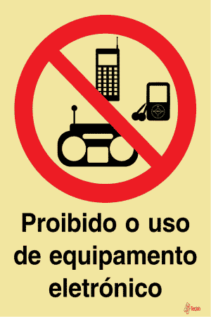 Sinalética Proibido o Uso de Equipamento Eletrónico - PR0048