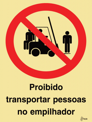 Sinalética Proibido Transportar Pessoas no Empilhador - PR0258