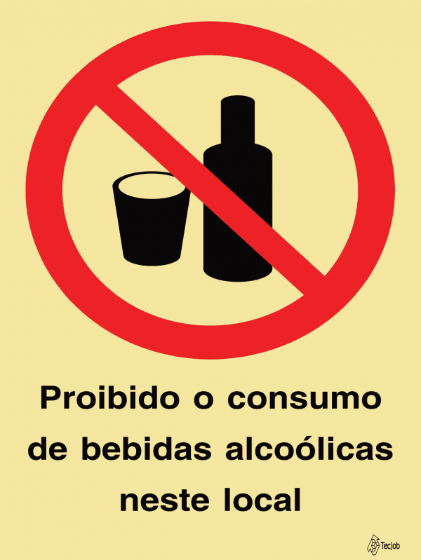 Sinalética Proibido o Consumo de Bebidas Alcoólicas neste Local - PR0302